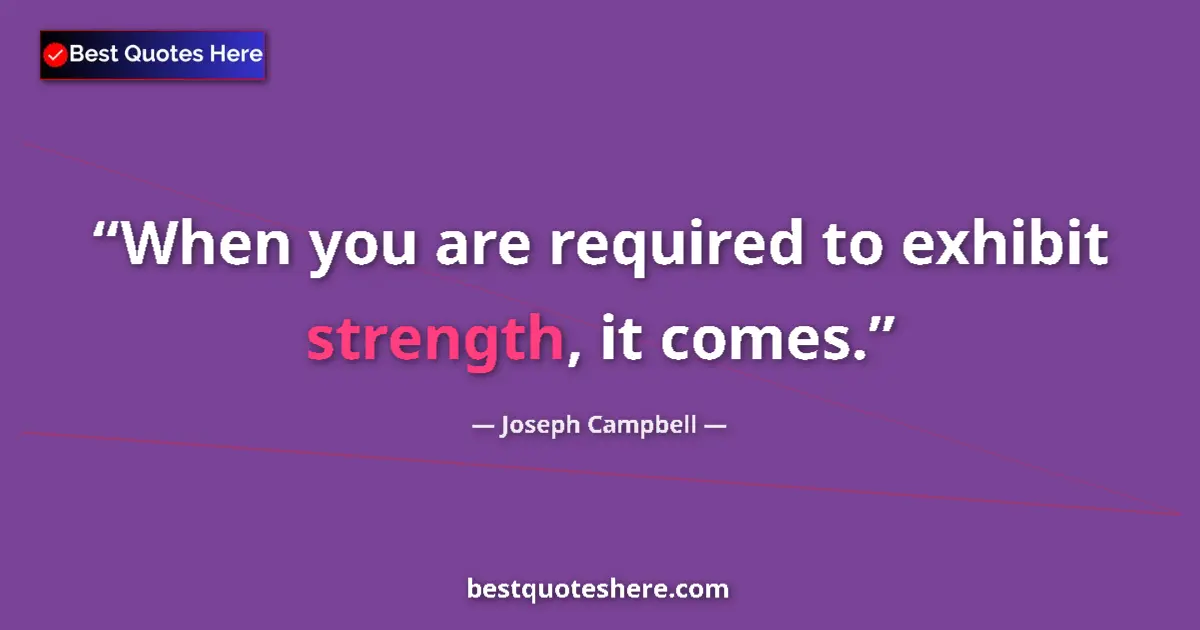 Quote by Joseph Campbell: When you are required to exhibit strength, it comes....