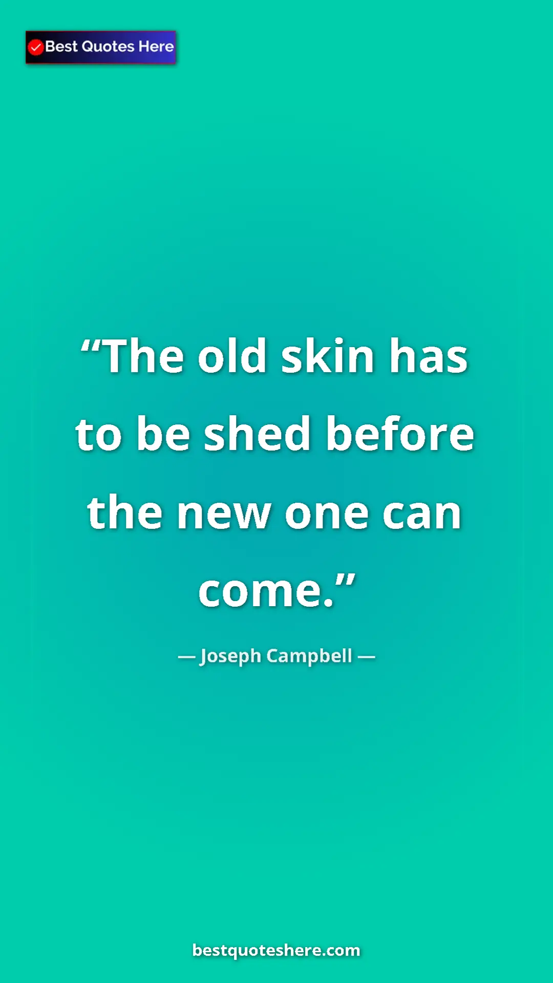 Pinterest quote poster by Joseph Campbell: "The old skin has to be shed before the new one can come."