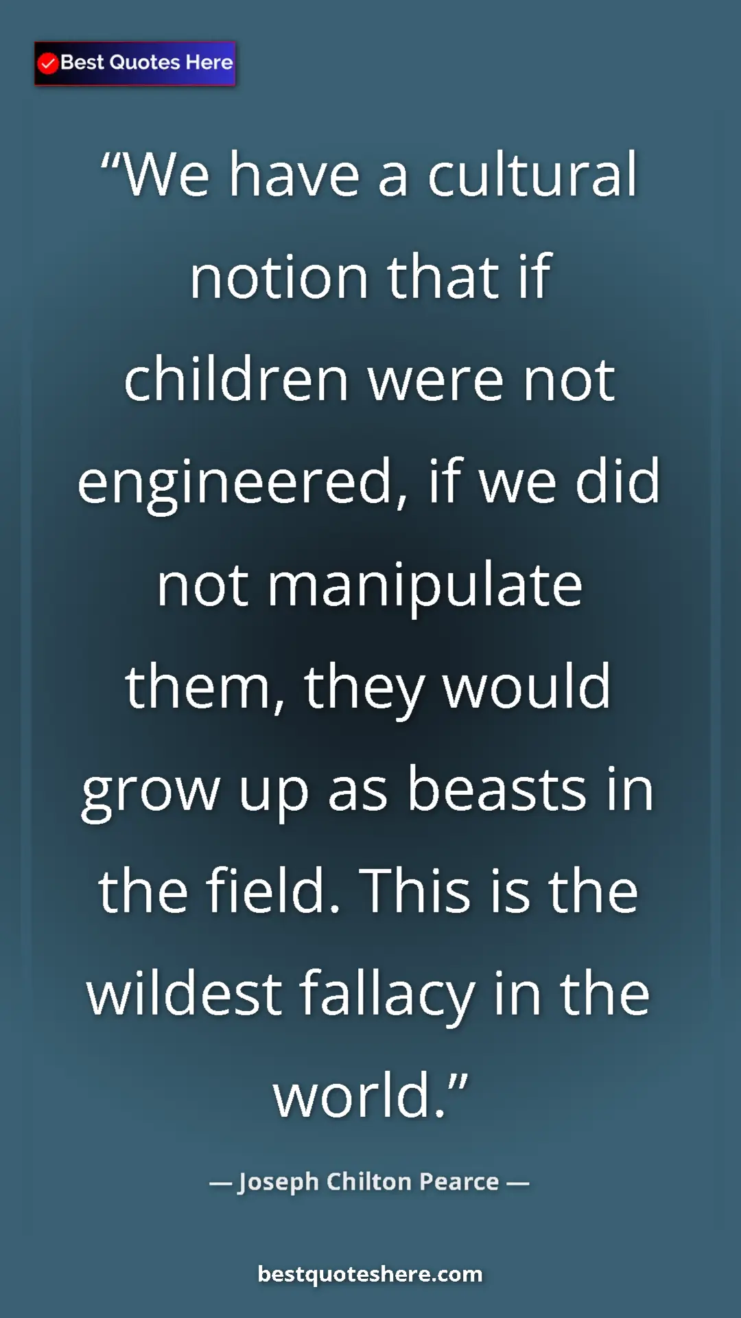 Pinterest quote poster by Joseph Chilton Pearce: "We have a cultural notion that if children were not..."