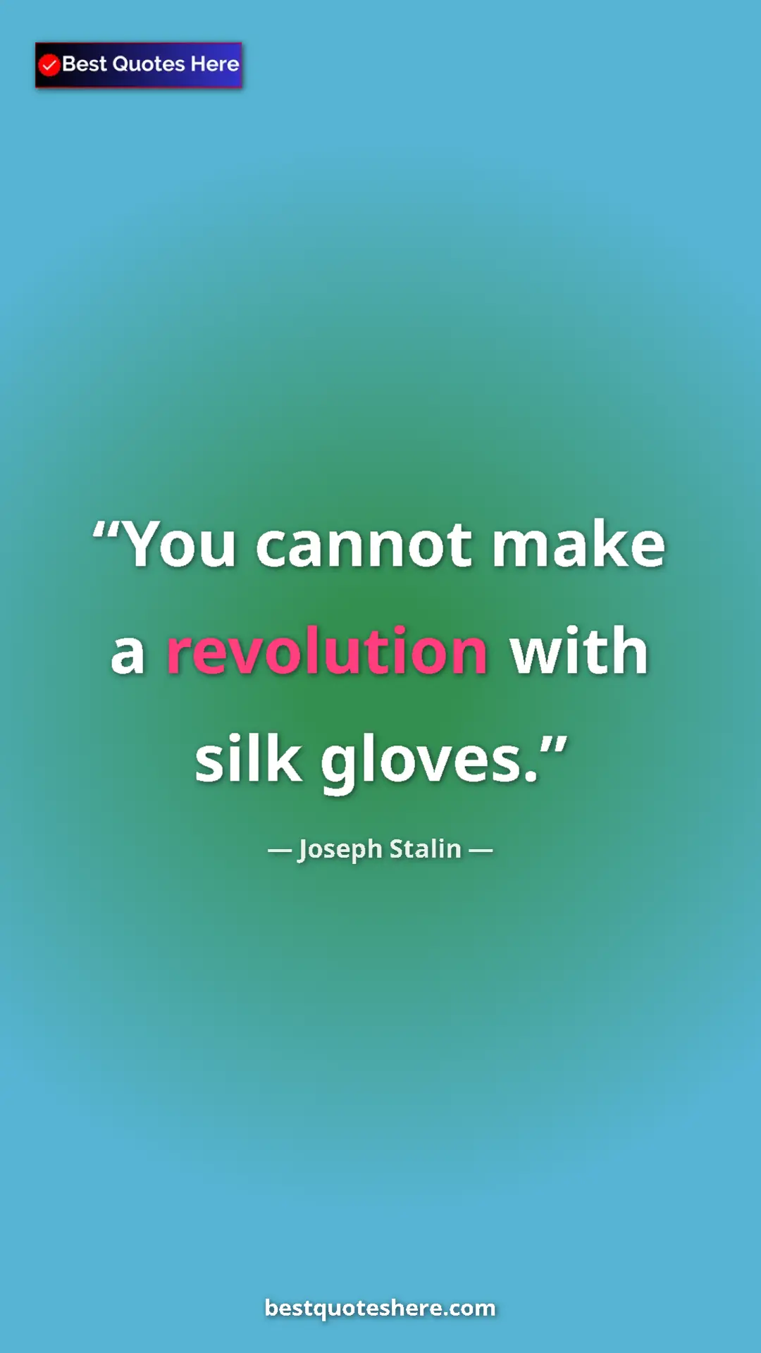 Pinterest quote poster by Joseph Stalin: "You cannot make a revolution with silk gloves."