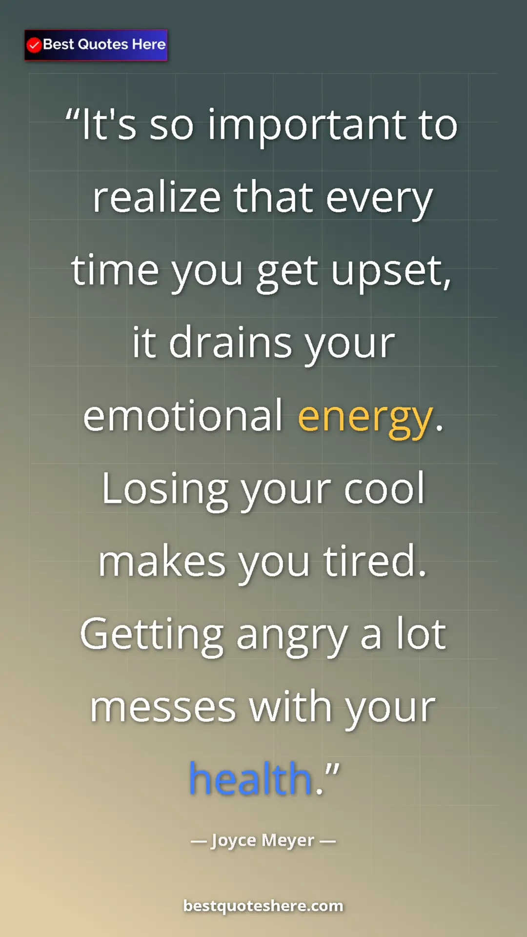 Joyce Meyer Quote Card: "It's so important to realize that every time you get upset,..." Pinterest quote poster by Joyce Meyer: "It's so important to realize that every time you get upset,..."