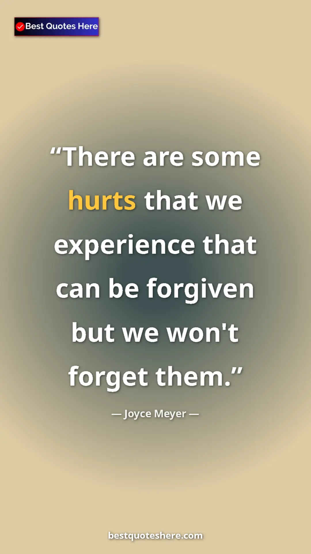 Pinterest quote poster by Joyce Meyer: "There are some hurts that we experience that can be..."