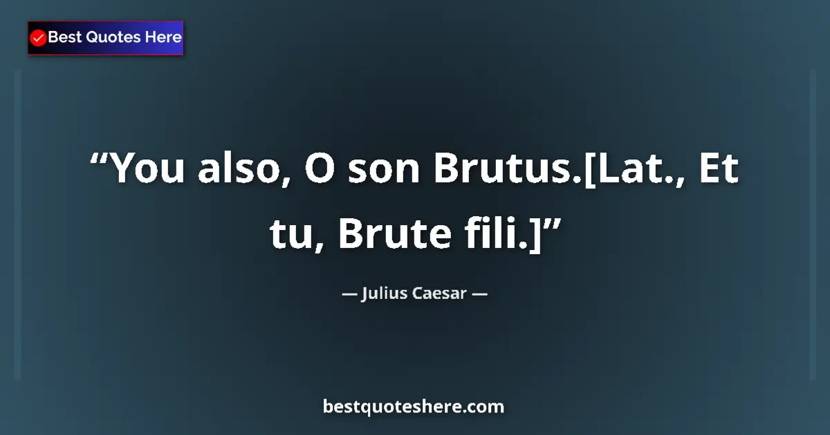 Quote by Julius Caesar: You also, O son Brutus.[Lat., Et tu, Brute fili.]...