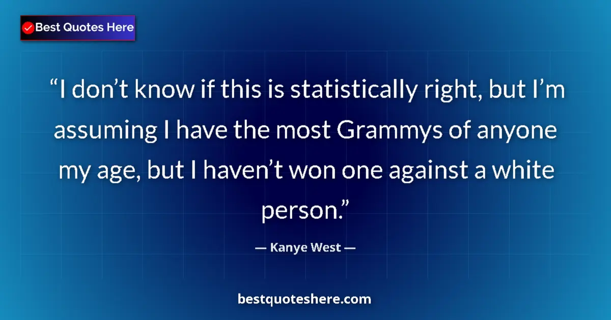 Quote by Kanye West: I don’t know if this is statistically right, but I’m assuming I have the most Grammys of anyone my a...