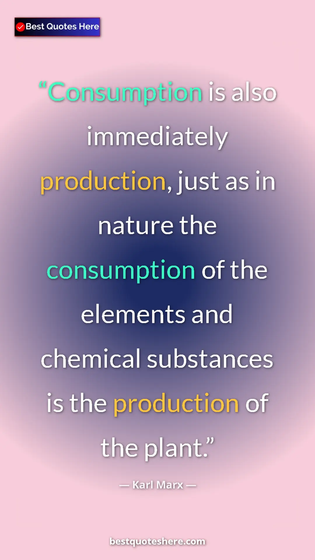 Karl Marx Quote Card: "Consumption is also immediately production, just as in..." Pinterest quote poster by Karl Marx: "Consumption is also immediately production, just as in..."