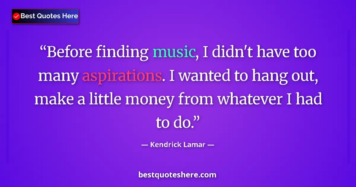 Kendrick Lamar quote: "Before finding music, I didn't have too many aspirations. I..."