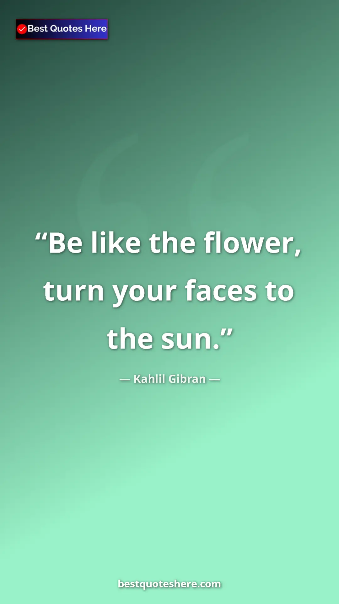 Pinterest quote poster by Kahlil Gibran: "Be like the flower, turn your faces to the sun."