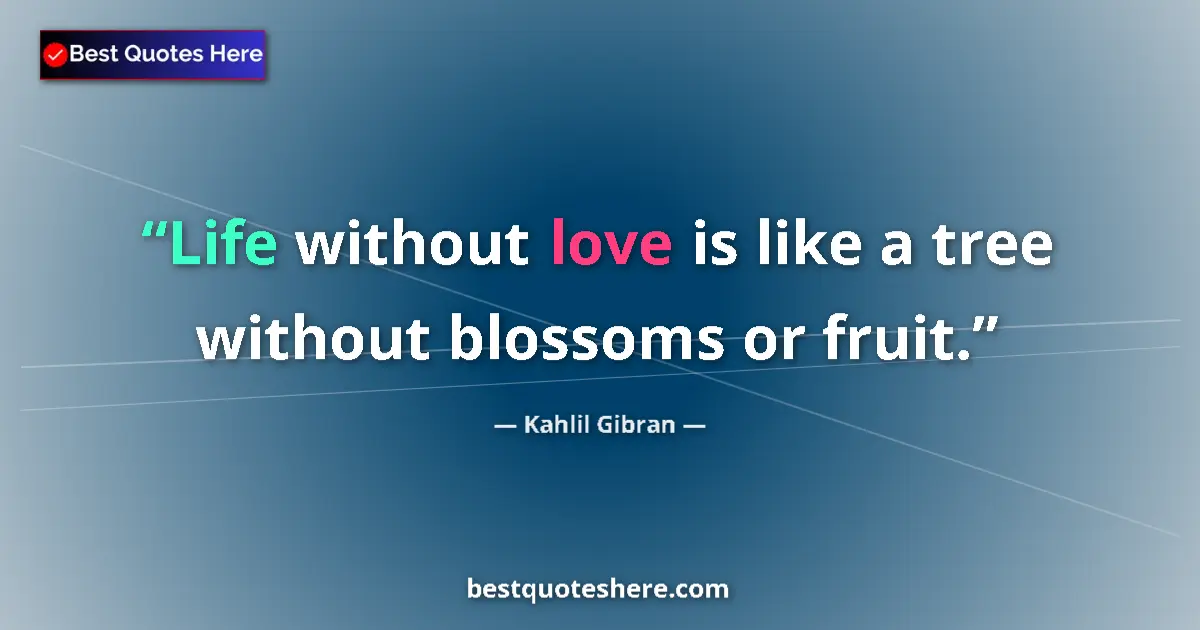 Quote by Kahlil Gibran: Life without love is like a tree without blossoms