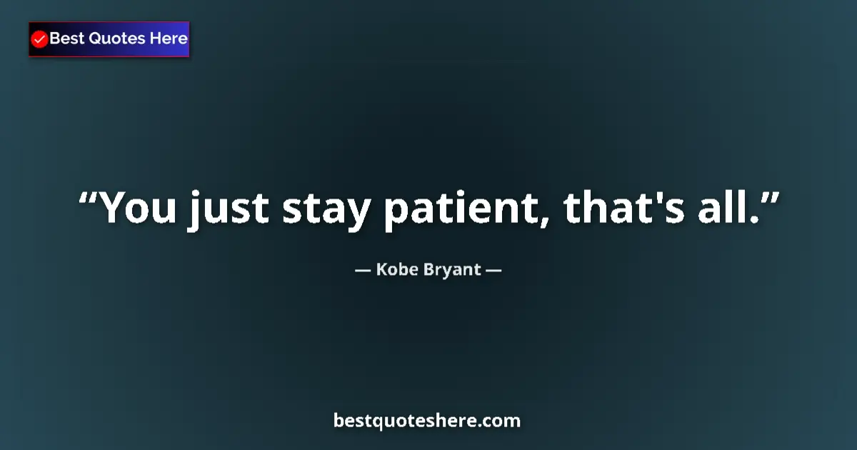 Image for the quote by Kobe Bryant: You just stay patient, that's all....