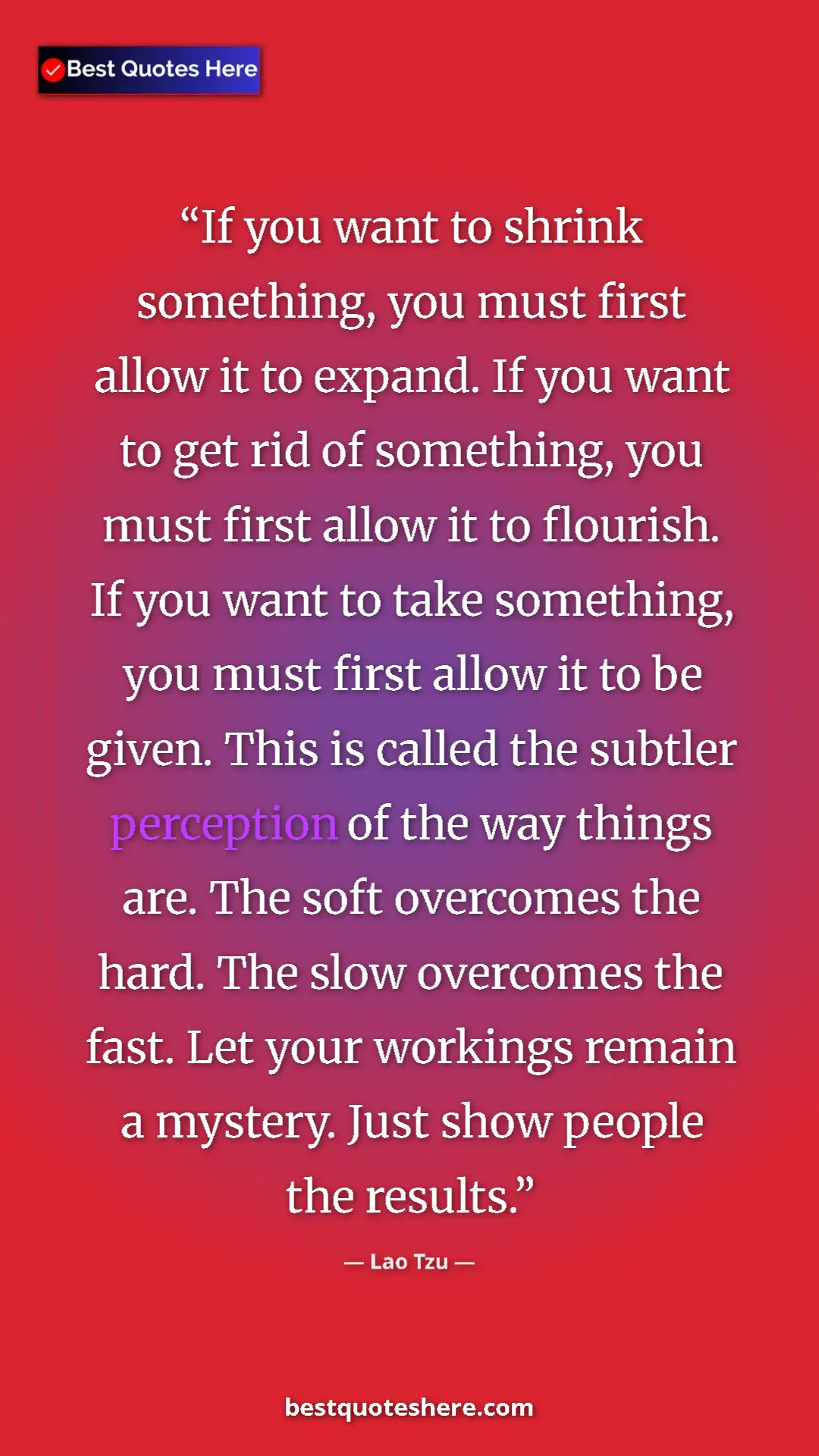 Pinterest quote poster by Lao Tzu: "If you want to shrink something, you must first allow it to..."