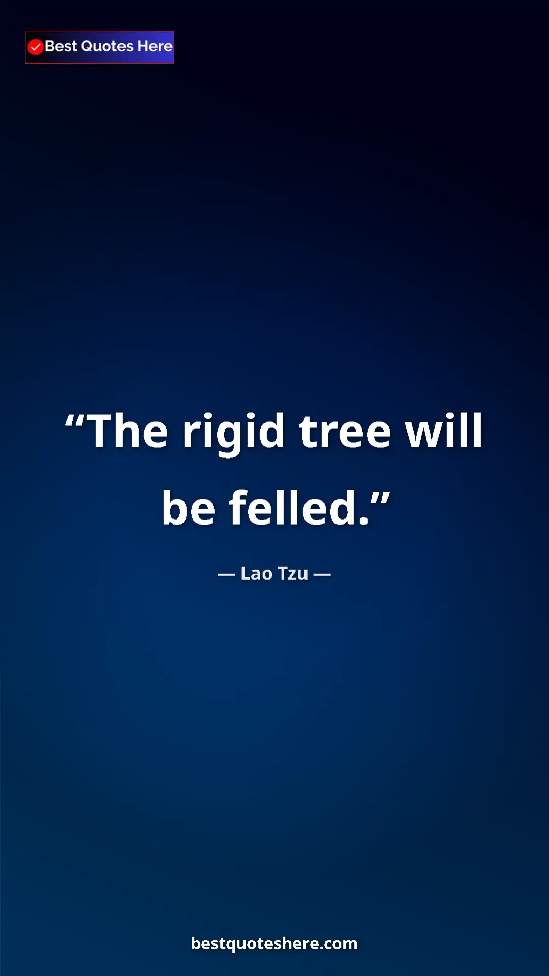 Pinterest quote poster by Lao Tzu: "The rigid tree will be felled."
