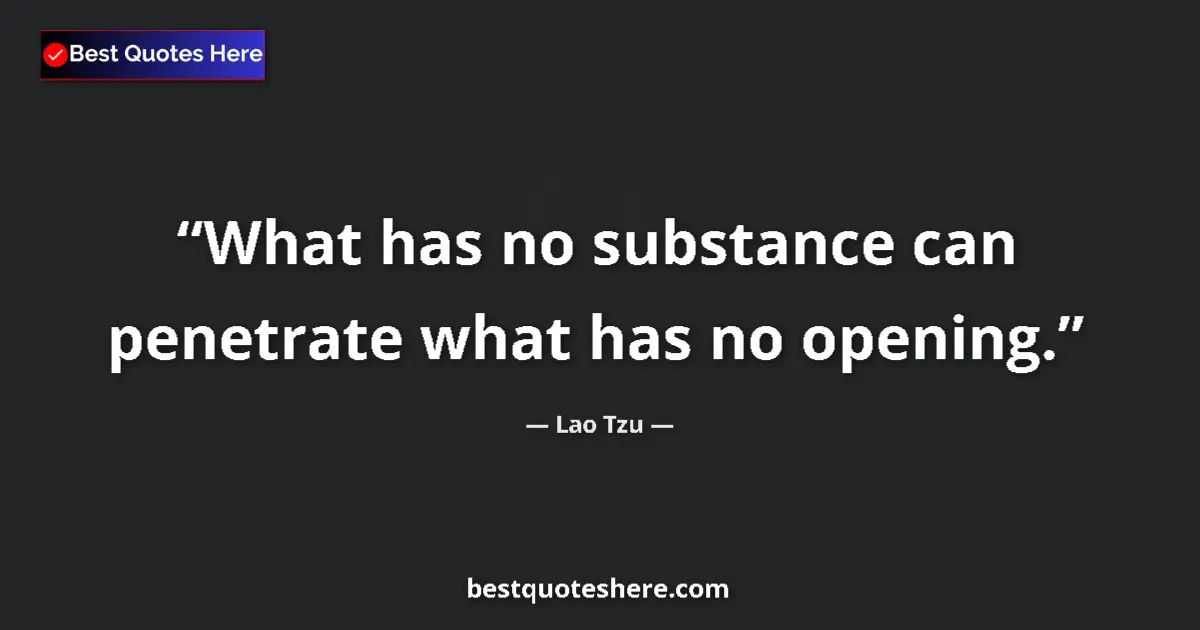 Quote by Lao Tzu: What has no substance can penetrate what has no opening....
