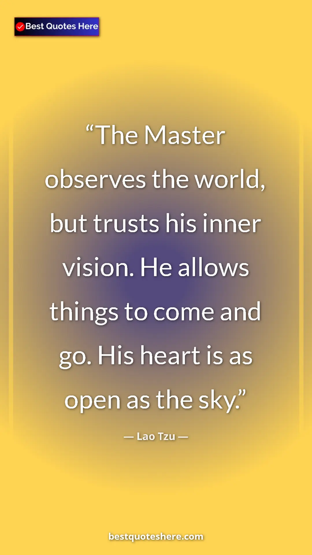 Pinterest quote poster by Lao Tzu: "The Master observes the world, but trusts his inner vision...."