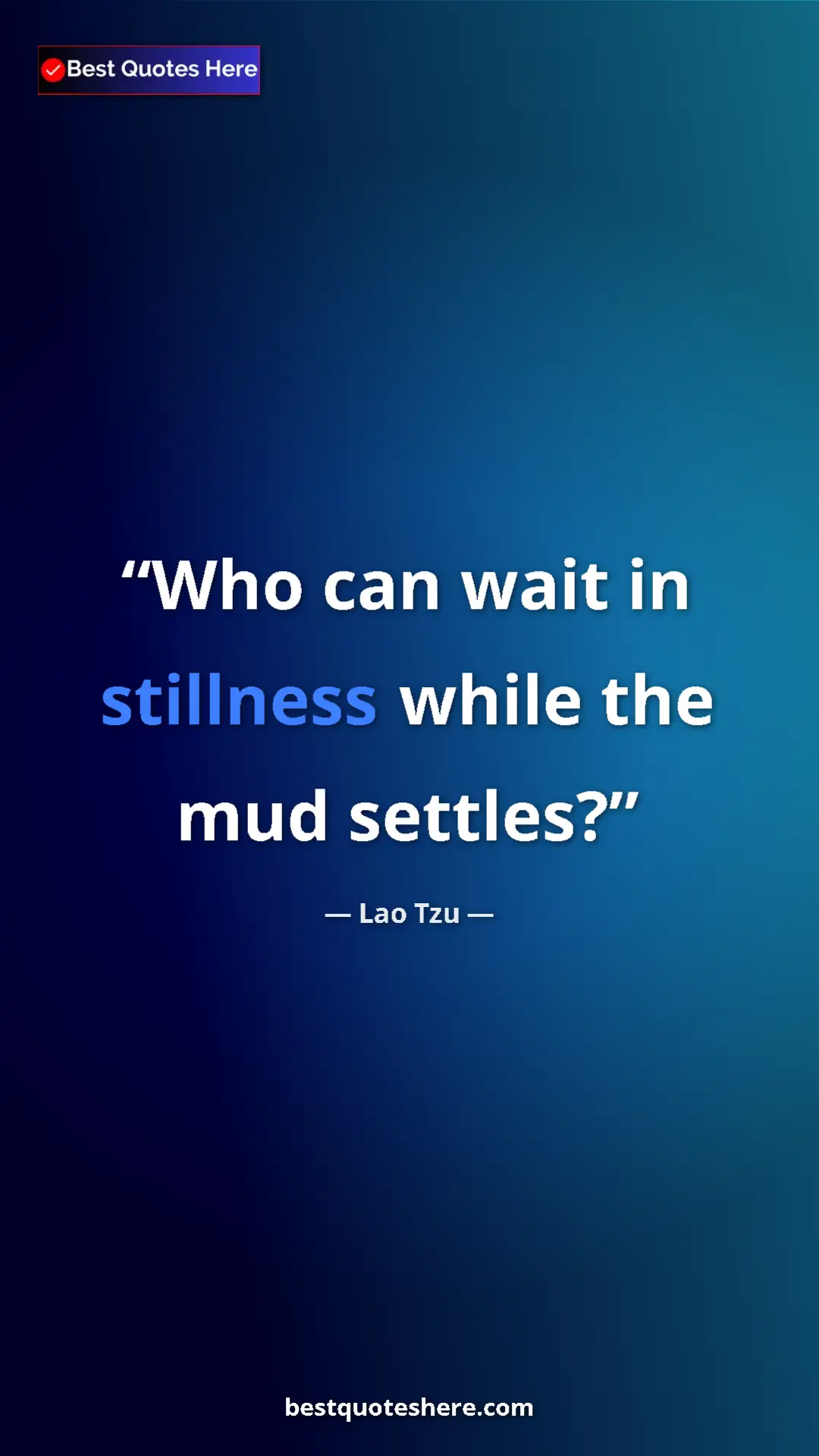 Pinterest quote poster by Lao Tzu: "Who can wait in stillness while the mud settles?"