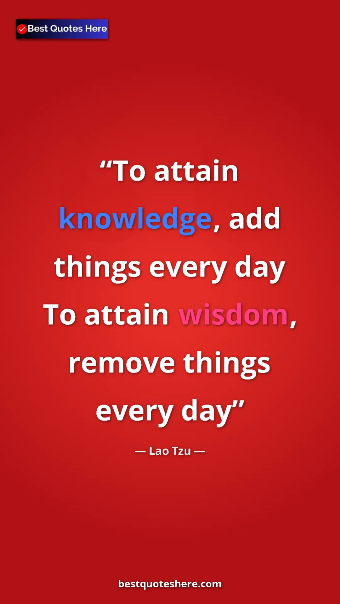Pinterest quote poster by Lao Tzu: "To attain knowledge, add things every day To attain wisdom,..."