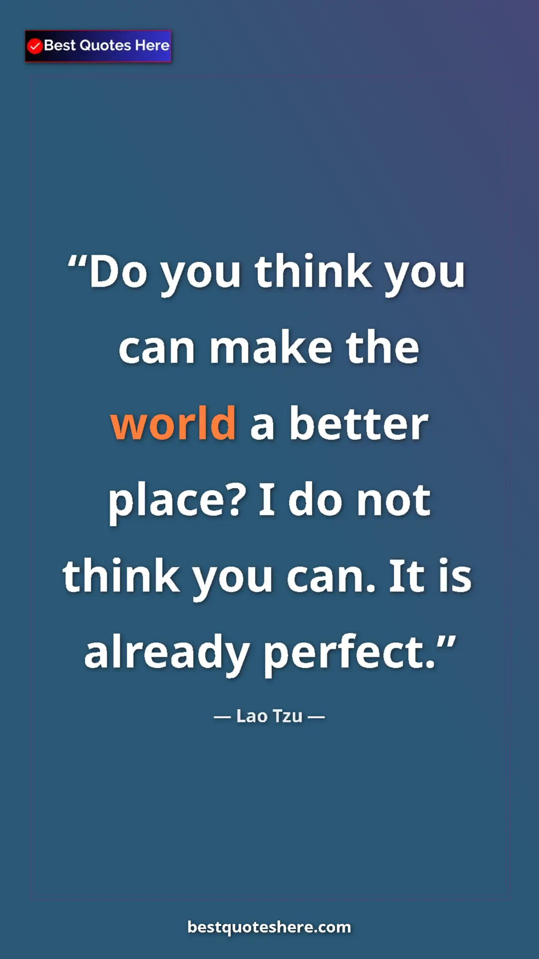 Pinterest quote poster by Lao Tzu: "Do you think you can make the world a better place? I do..."