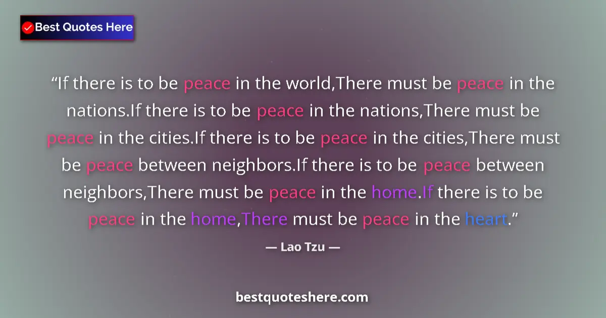 Quote by Lao Tzu: If there is to be peace in the world,There must be peace in the nations.If there is to be peace in t...