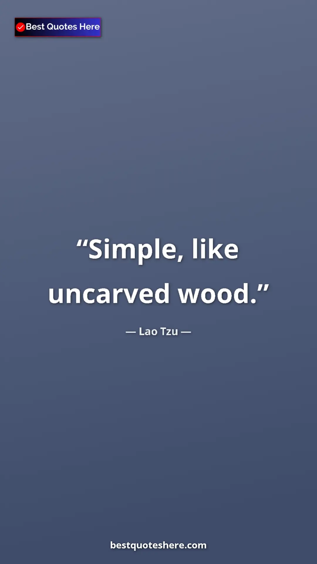 Pinterest quote poster by Lao Tzu: "Simple, like uncarved wood."