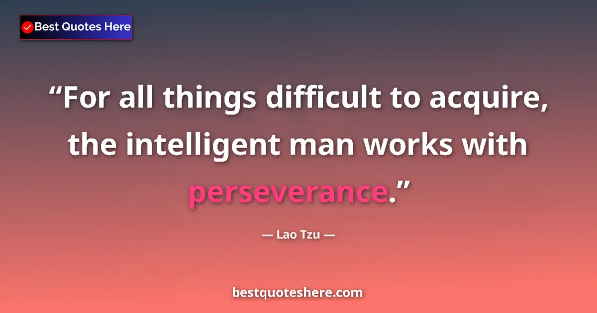 Lao Tzu quote: "For all things difficult to acquire, the intelligent man..."