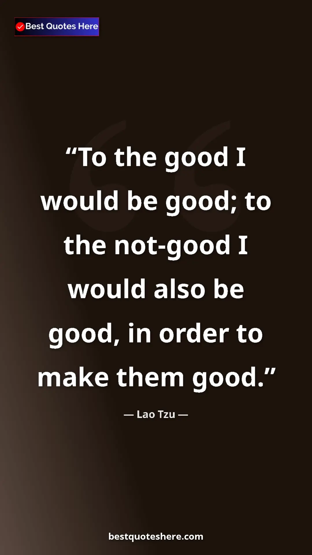 Pinterest quote poster by Lao Tzu: "To the good I would be good; to the not-good I would also be"