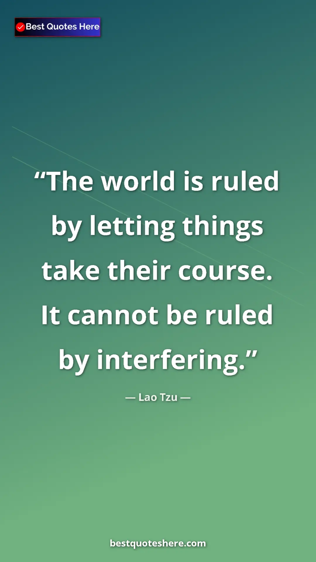 Pinterest quote poster by Lao Tzu: "The world is ruled by letting things take their course. It..."