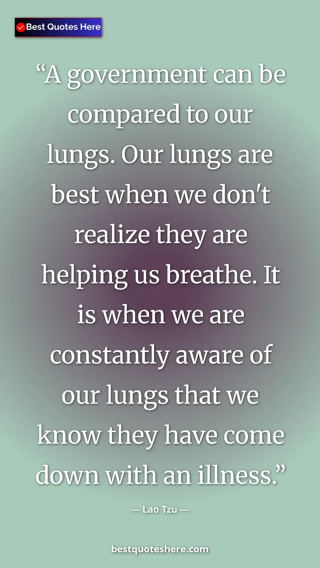 Pinterest quote poster by Lao Tzu: "A government can be compared to our lungs. Our lungs are..."
