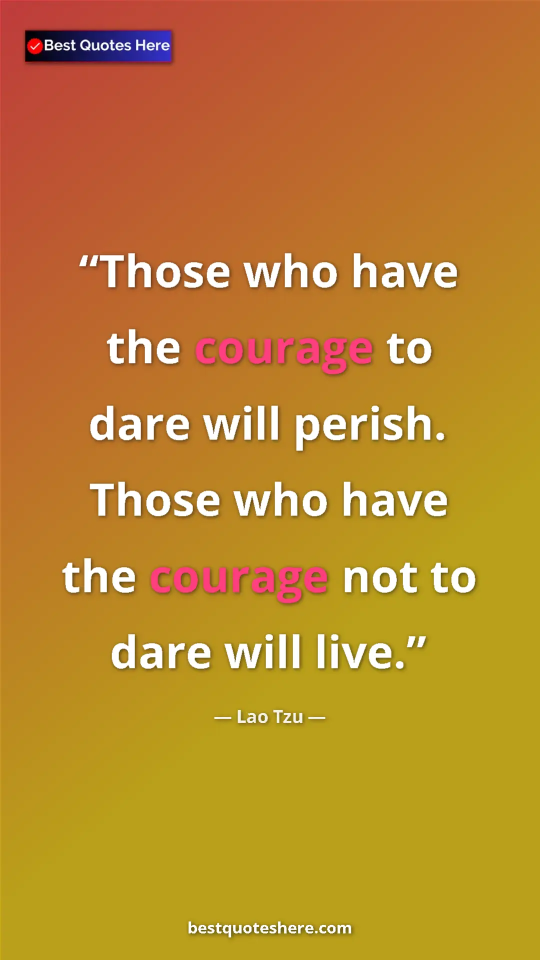 Pinterest quote poster by Lao Tzu: "Those who have the courage to dare will perish. Those who..."