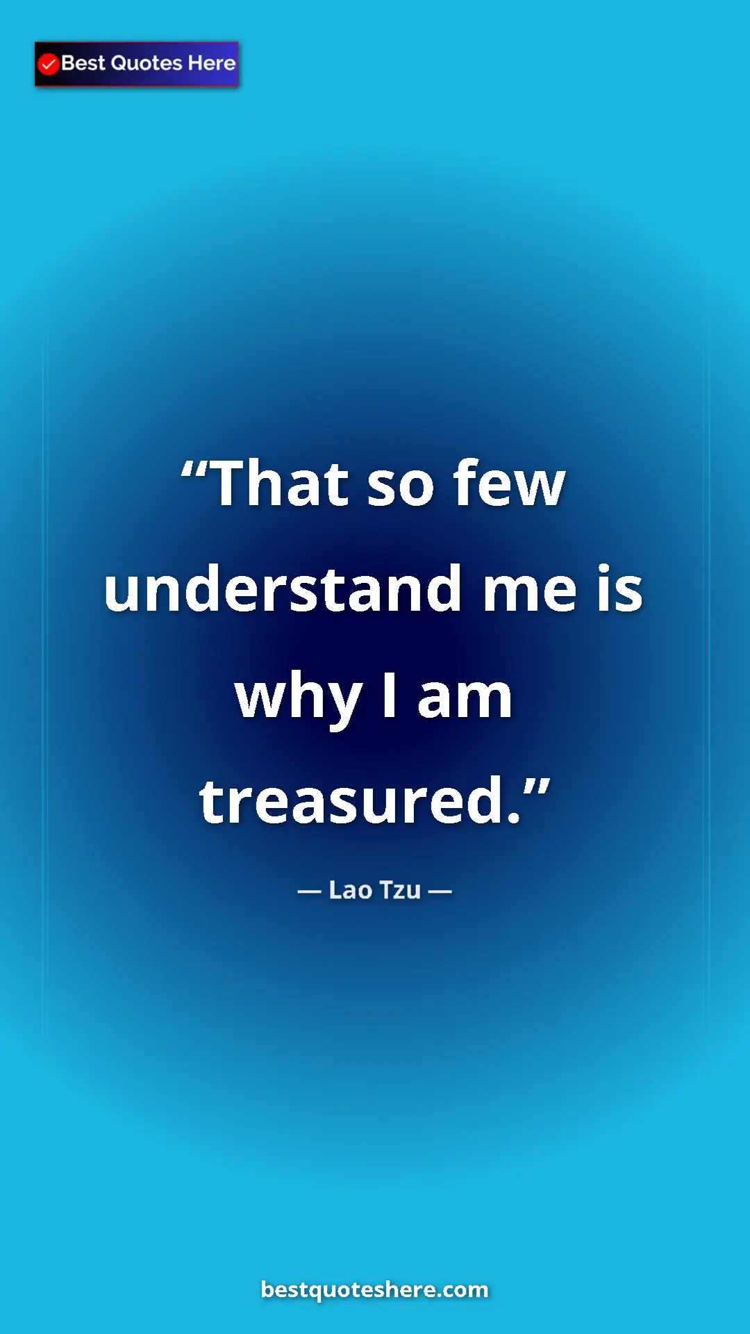 Pinterest quote poster by Lao Tzu: "That so few understand me is why I am treasured."