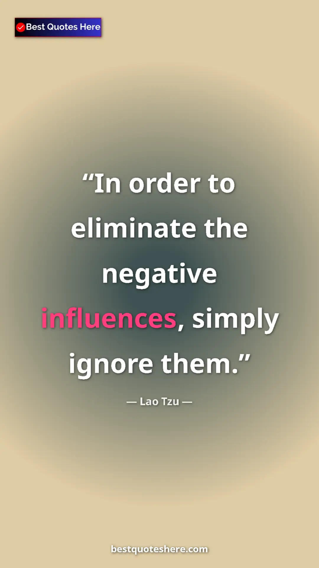 Pinterest quote poster by Lao Tzu: "In order to eliminate the negative influences, simply..."