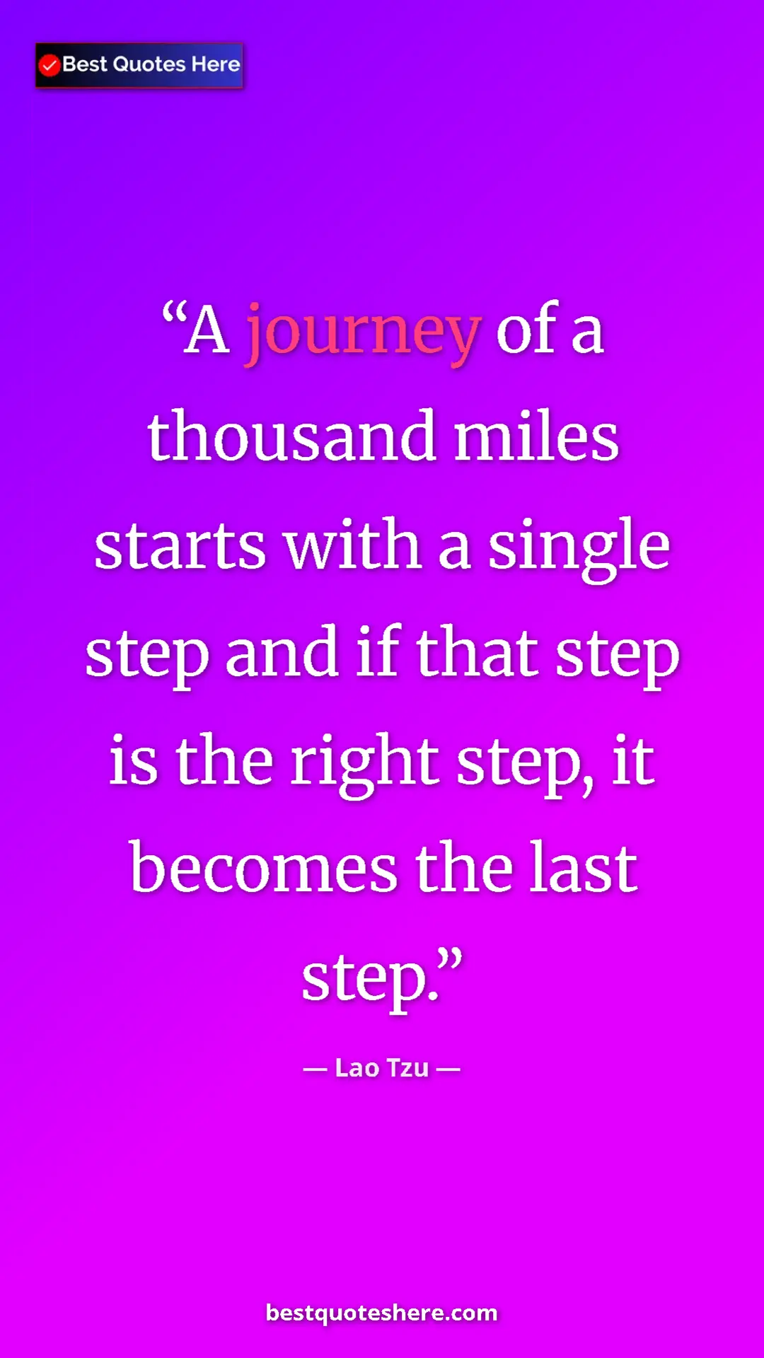 Pinterest quote poster by Lao Tzu: "A journey of a thousand miles starts with a single step and..."