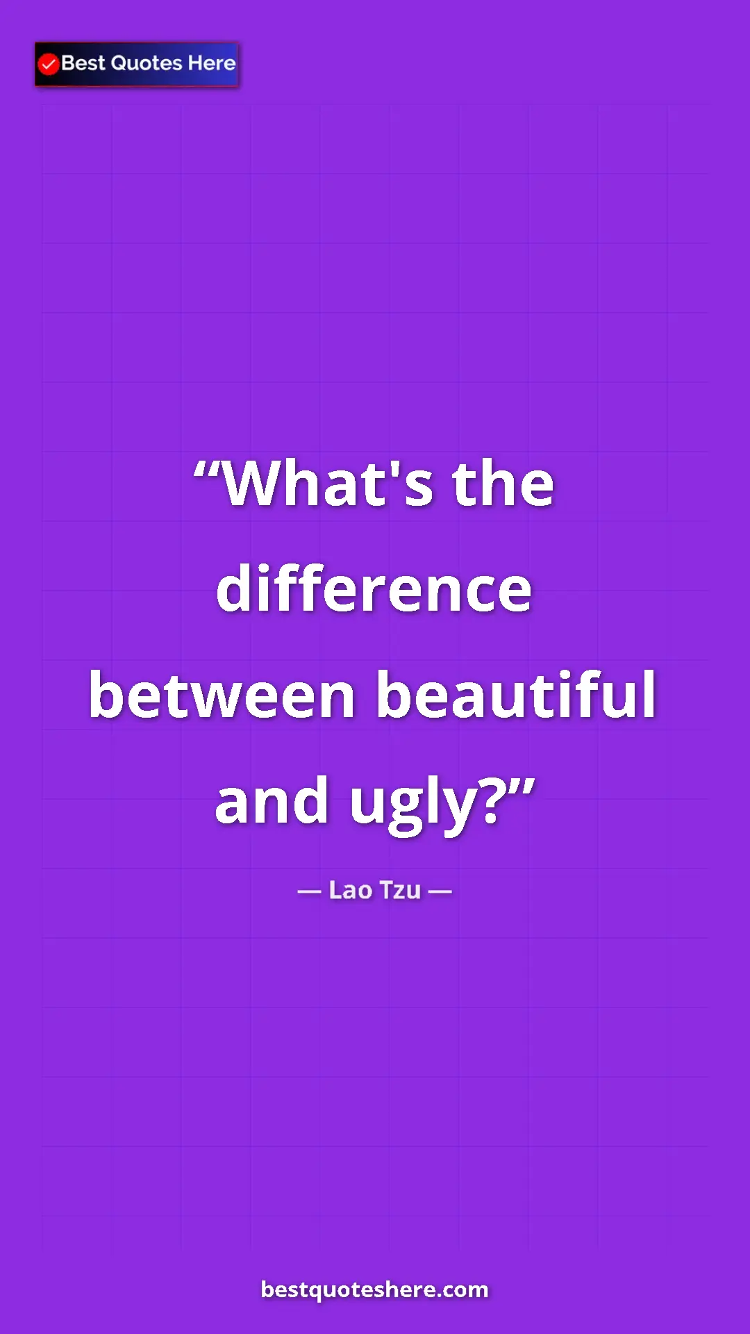 Pinterest quote poster by Lao Tzu: "What's the difference between beautiful and ugly?"