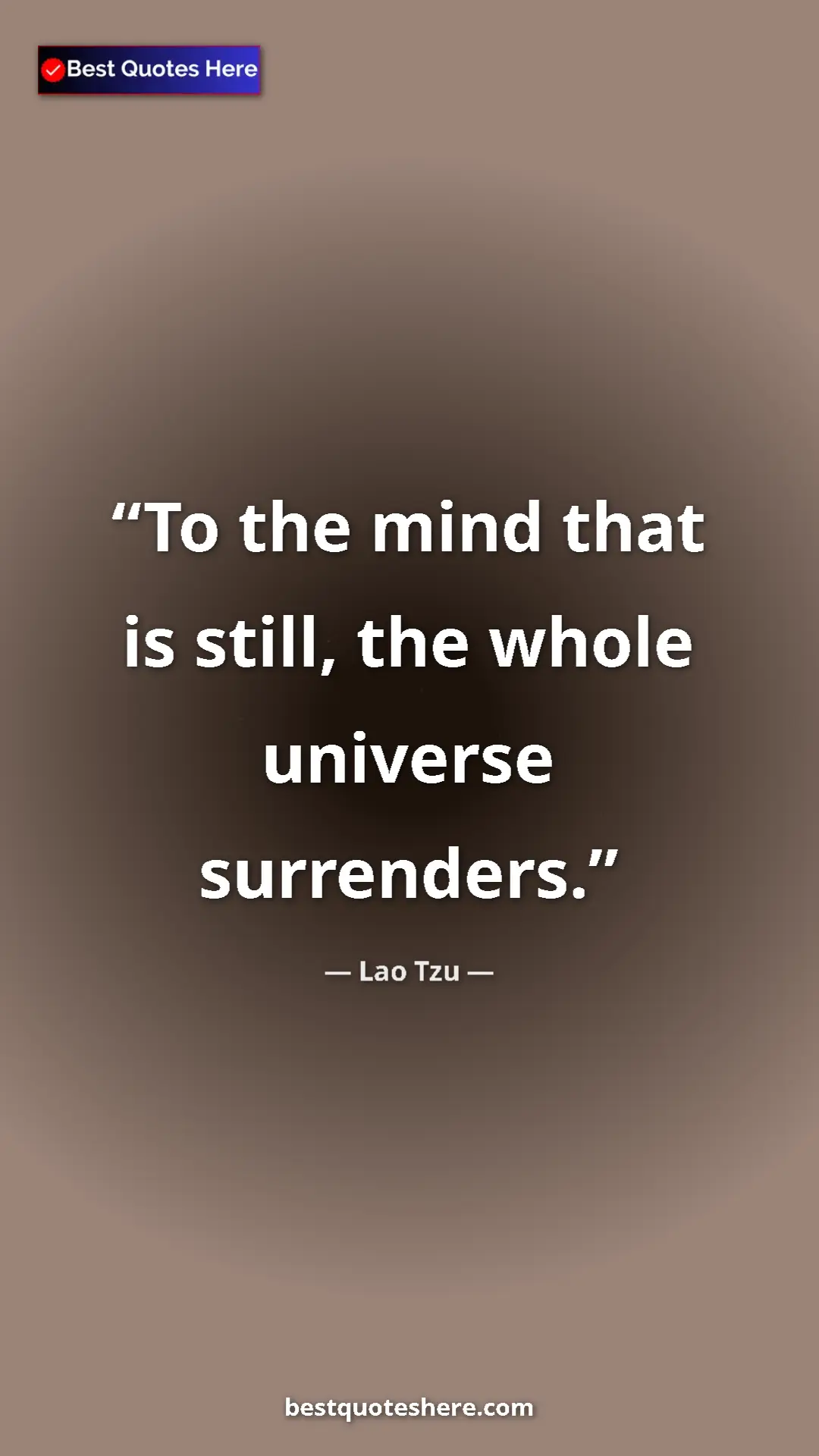 Pinterest quote poster by Lao Tzu: "To the mind that is still, the whole universe surrenders."