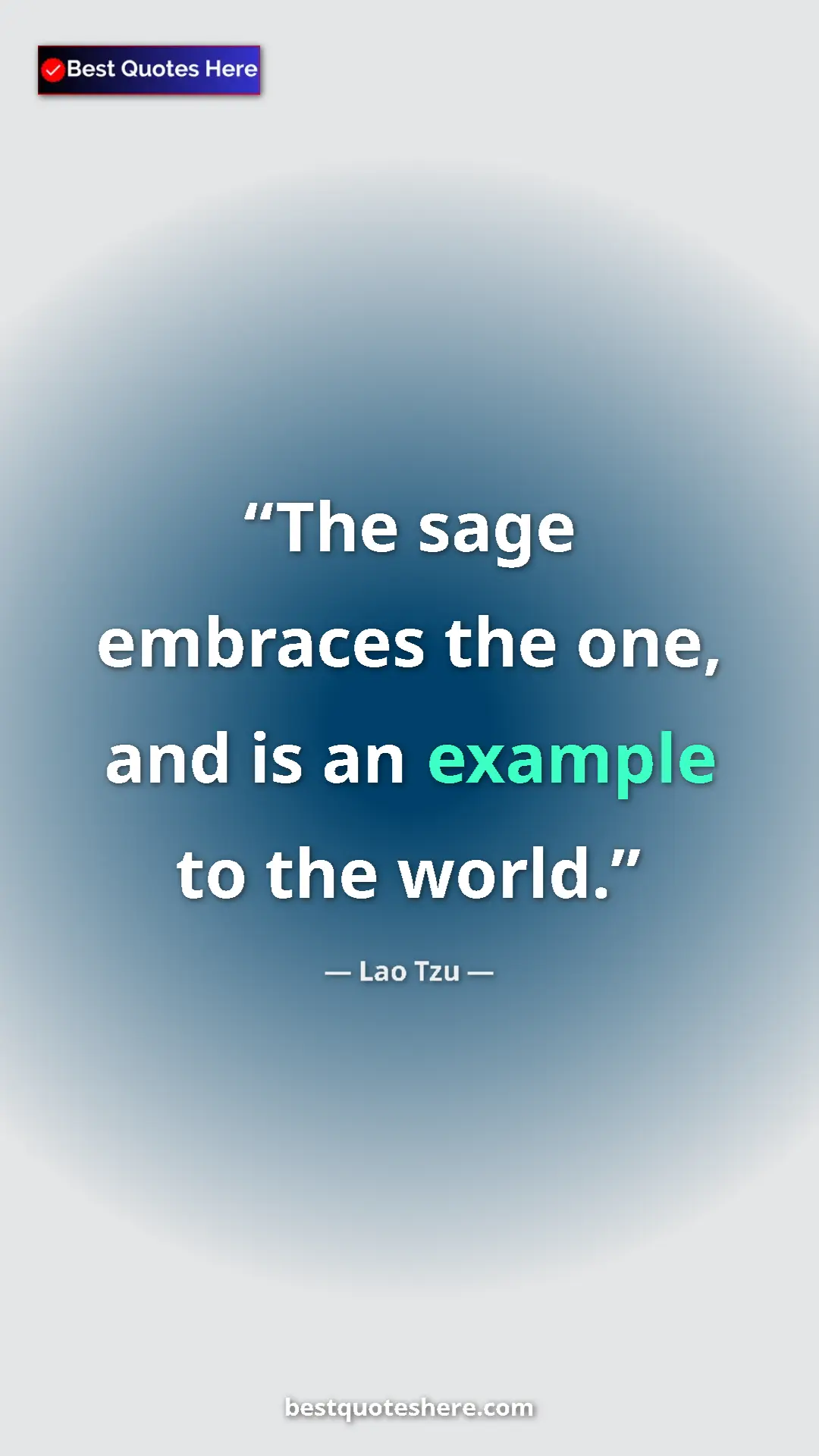 Pinterest quote poster by Lao Tzu: "The sage embraces the one, and is an example to the world."