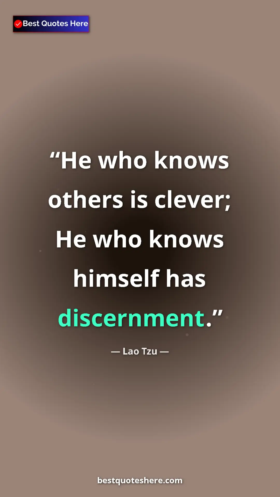 Pinterest quote poster by Lao Tzu: "He who knows others is clever; He who knows himself has..."