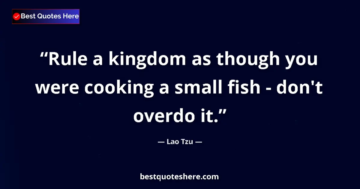 Lao Tzu quote: "Rule a kingdom as though you were cooking a small fish -..."