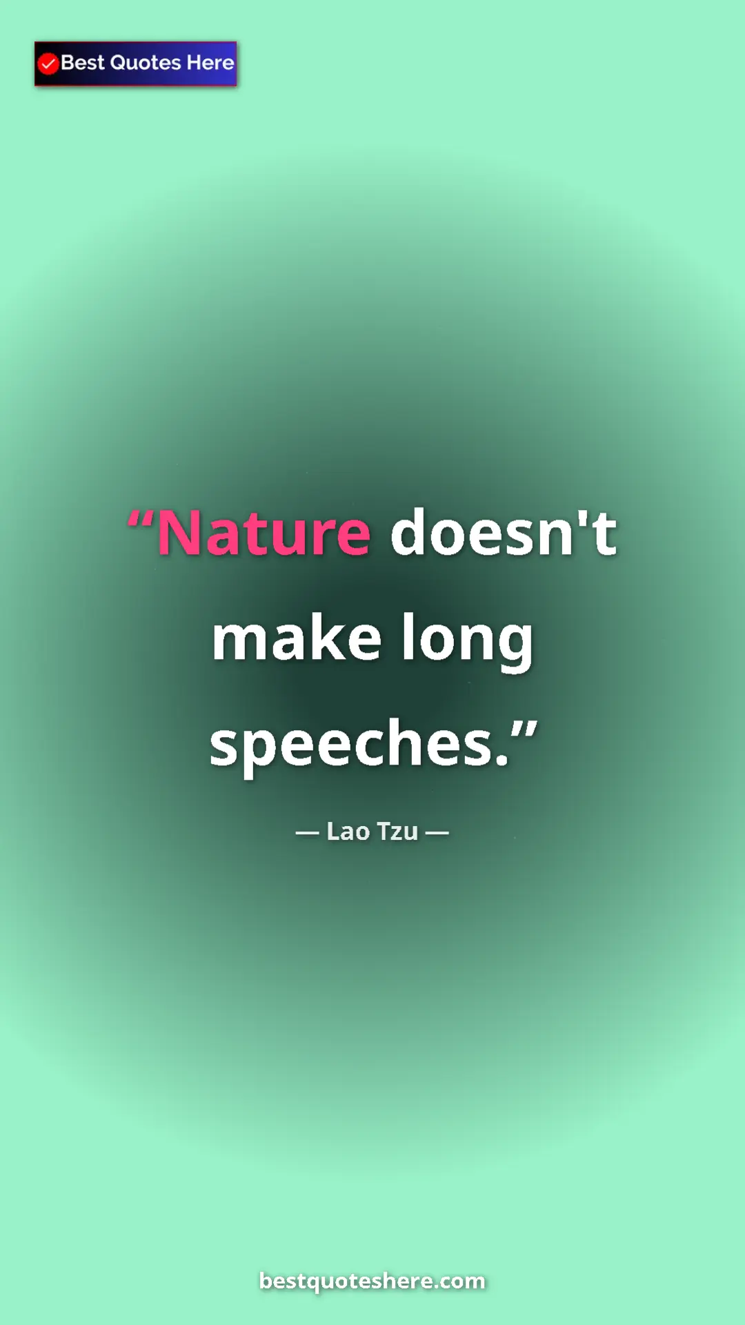 Pinterest quote poster by Lao Tzu: "Nature doesn't make long speeches."