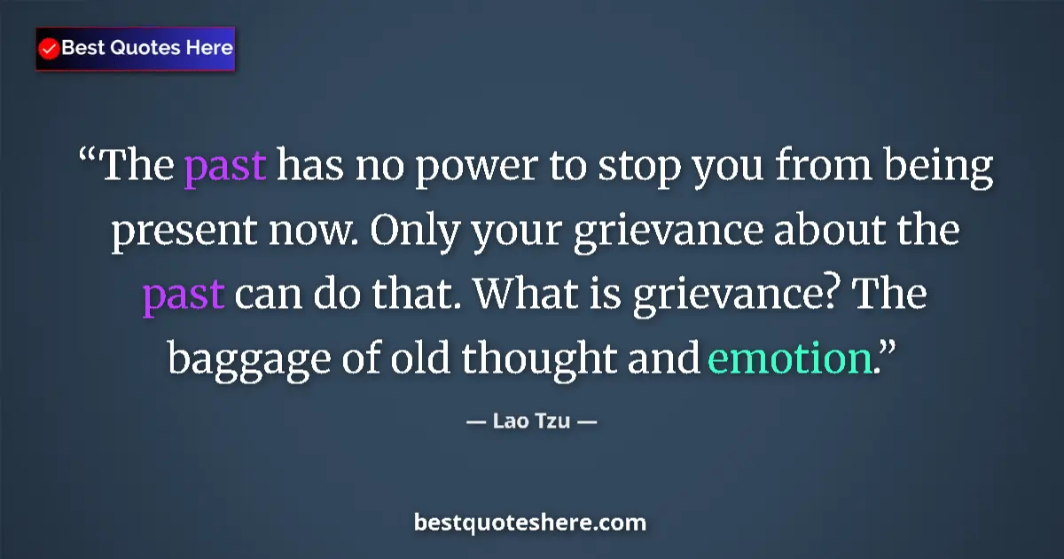 Lao Tzu quote: "The past has no power to stop you from being present now...."