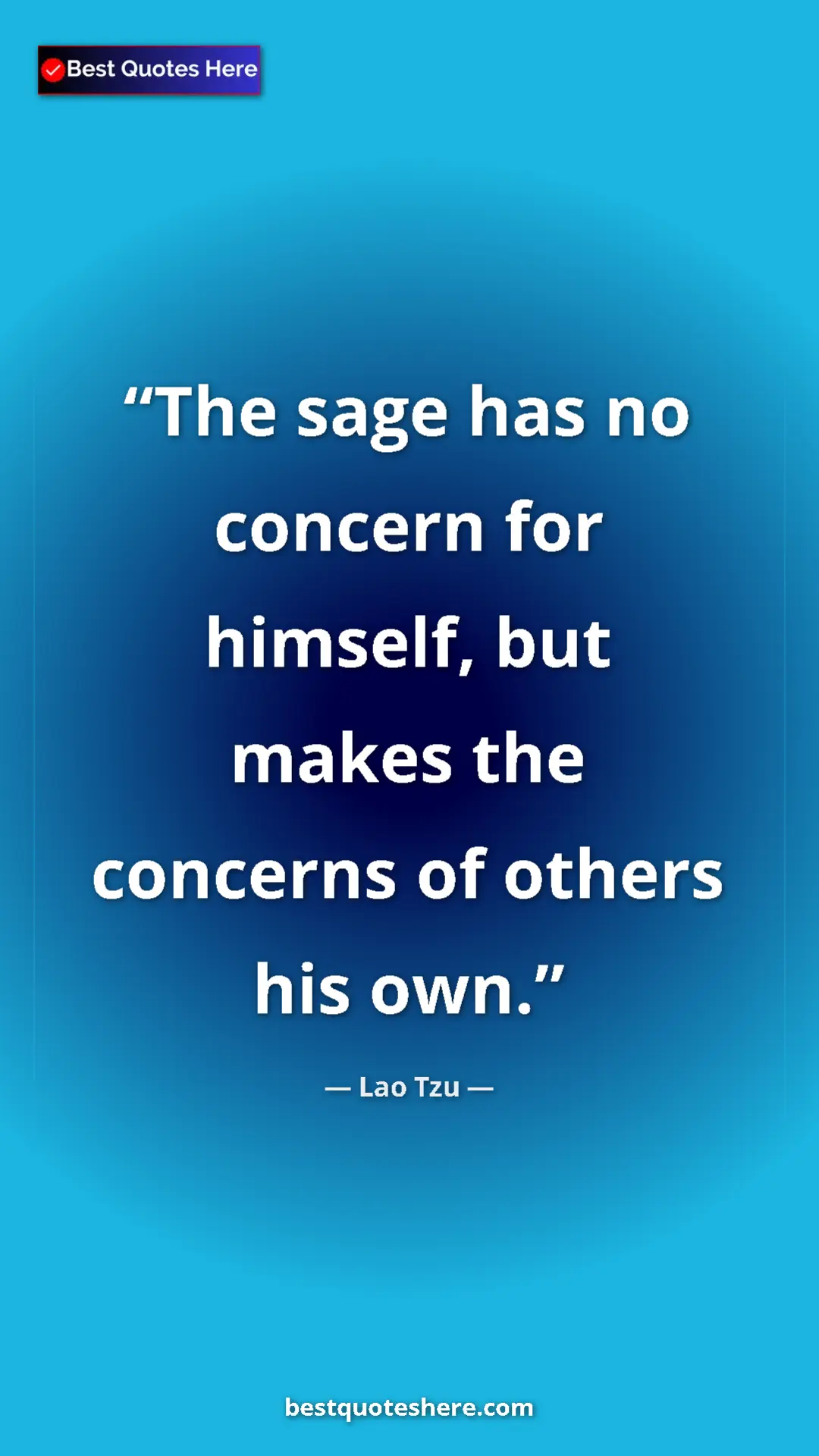 Pinterest quote poster by Lao Tzu: "The sage has no concern for himself, but makes the concerns..."