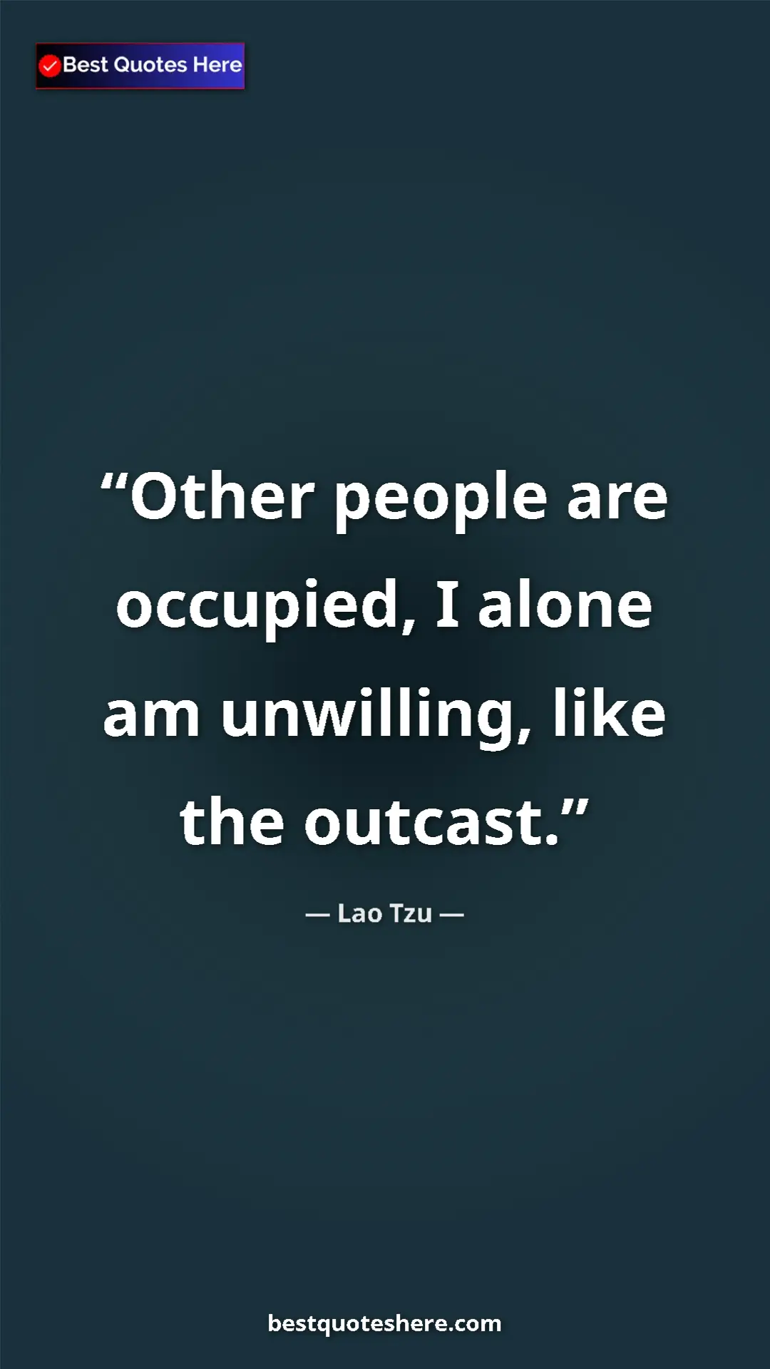 Pinterest quote poster by Lao Tzu: "Other people are occupied, I alone am unwilling, like the..."