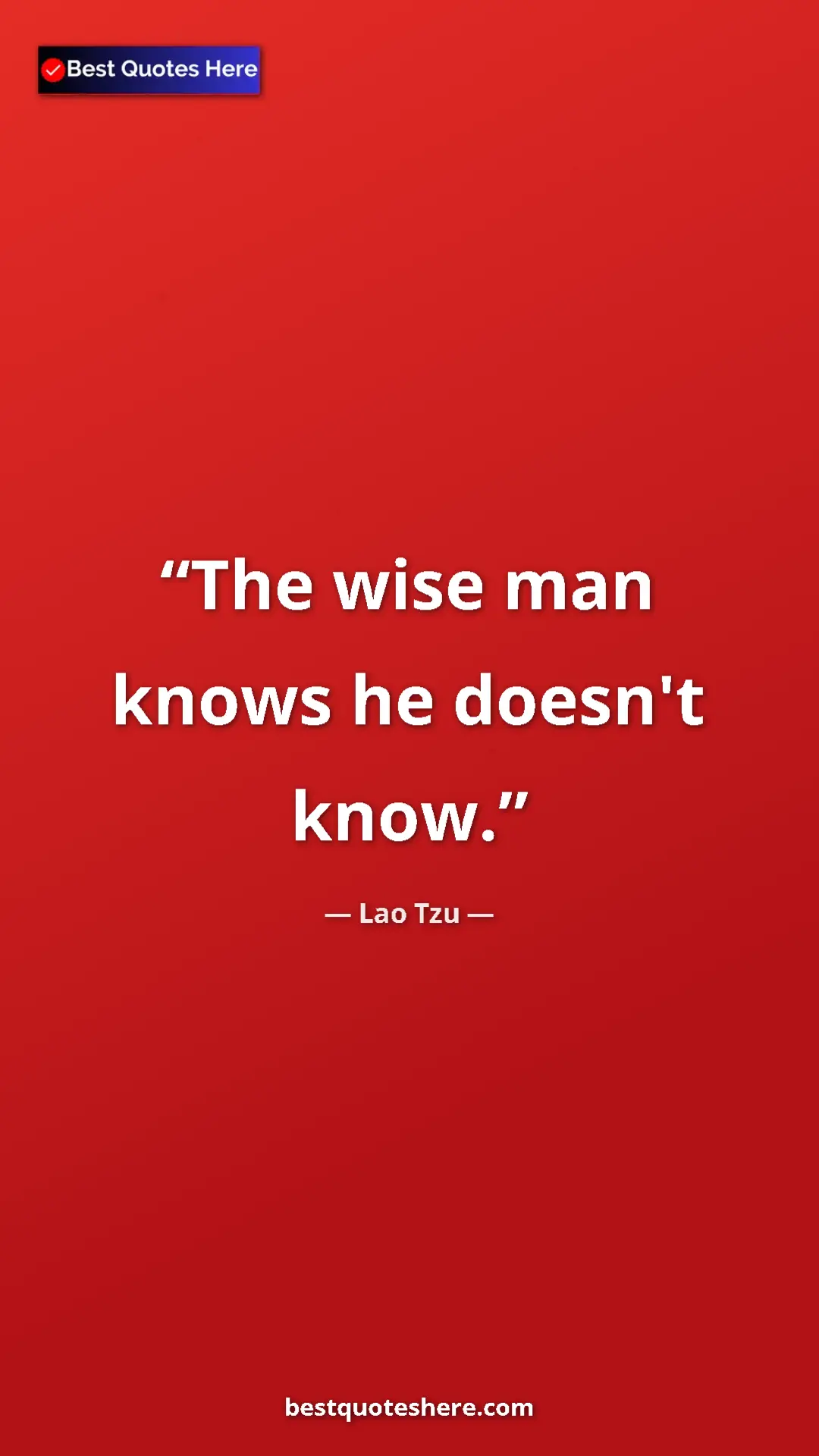 Pinterest quote poster by Lao Tzu: "The wise man knows he doesn't know."