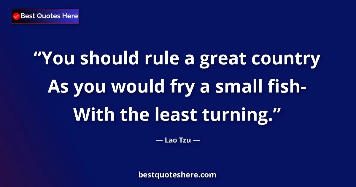 Quote by Lao Tzu: You should rule a great country As you would fry a small fish- With the least turning....