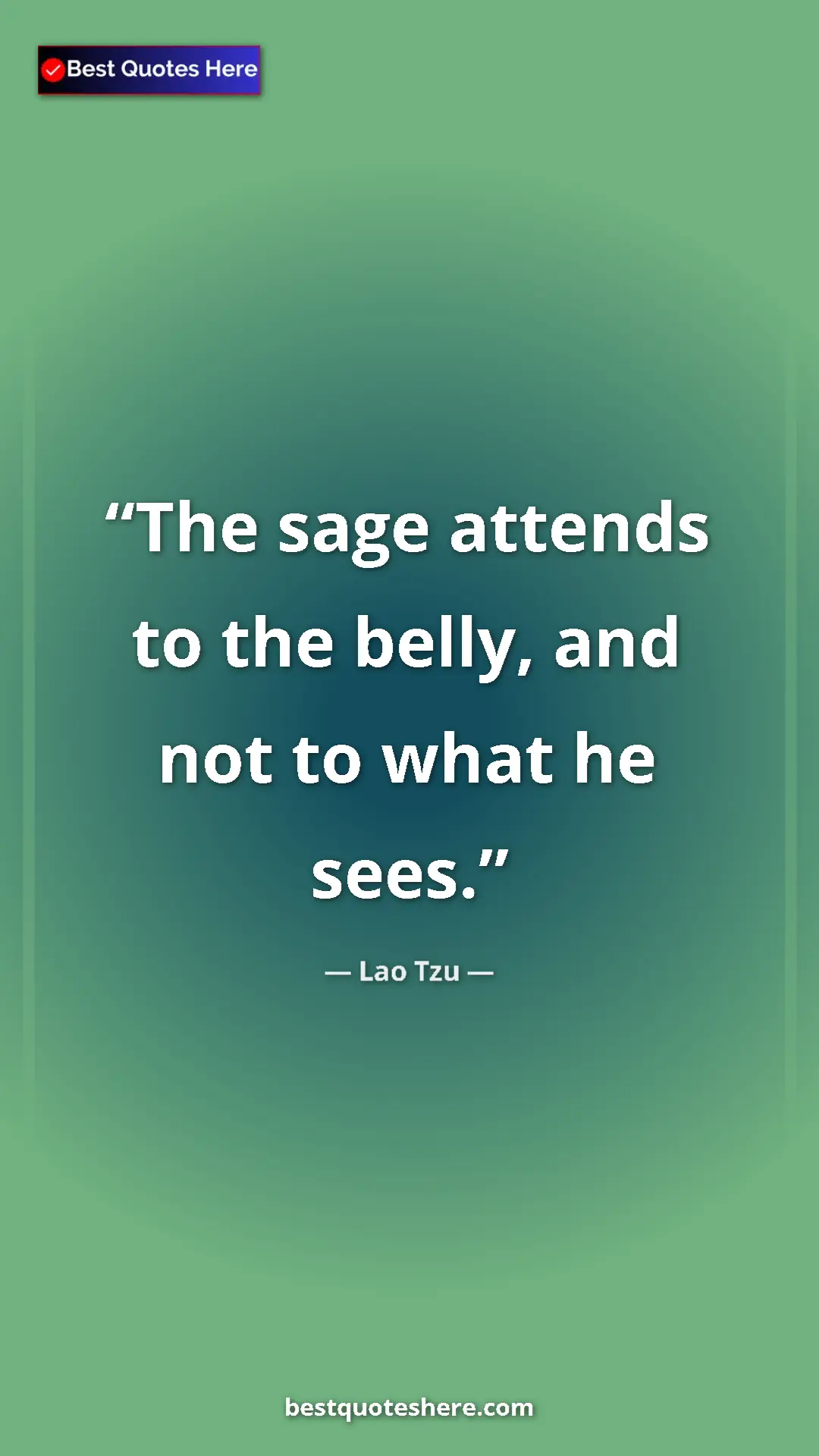 Pinterest quote poster by Lao Tzu: "The sage attends to the belly, and not to what he sees."