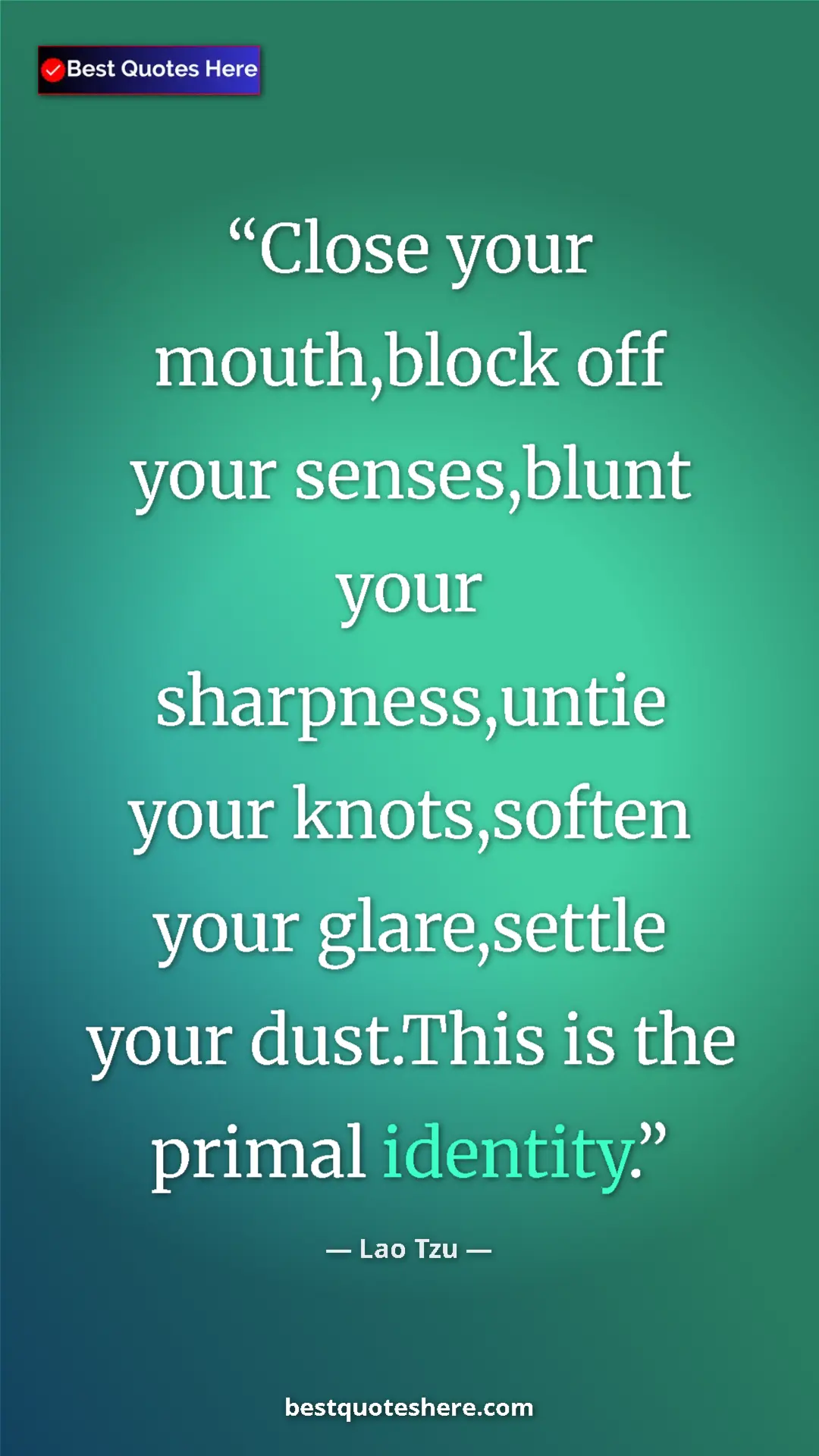 Pinterest quote poster by Lao Tzu: "Close your mouth,block off your senses,blunt your..."