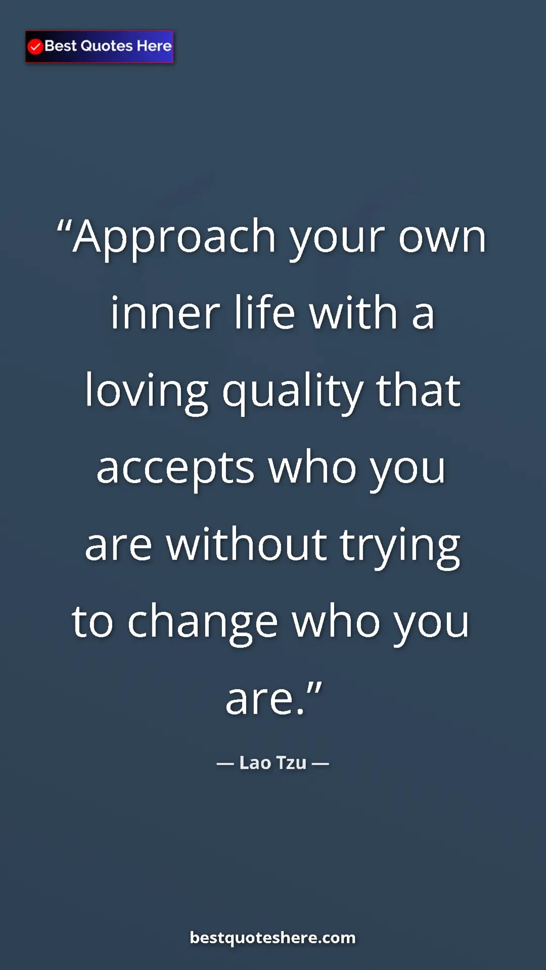 Pinterest quote poster by Lao Tzu: "Approach your own inner life with a loving quality that..."