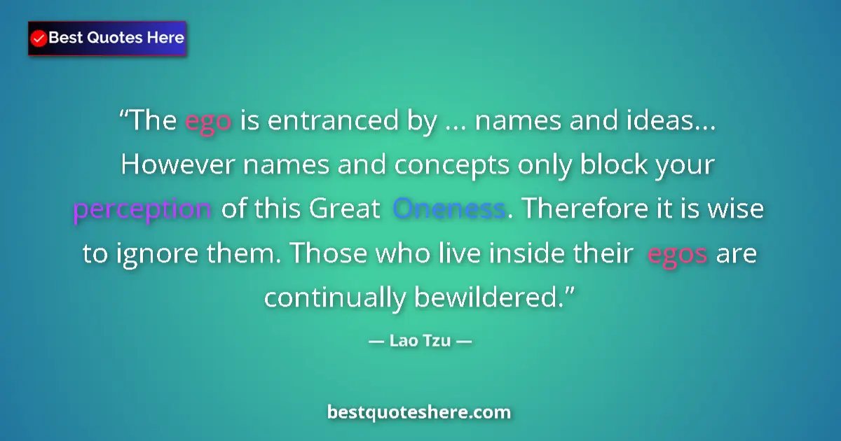 Quote by Lao Tzu: The ego is entranced by ... names and ideas... However names and concepts only block your perception...