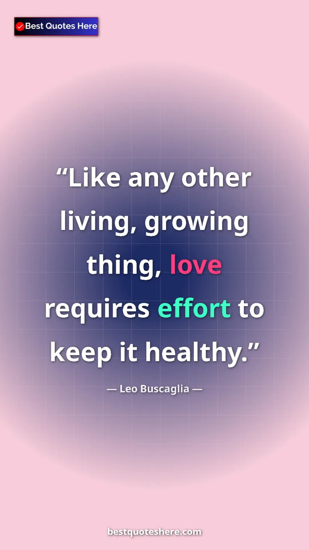 Pinterest quote poster by Leo Buscaglia: "Like any other living, growing thing, love requires effort..."