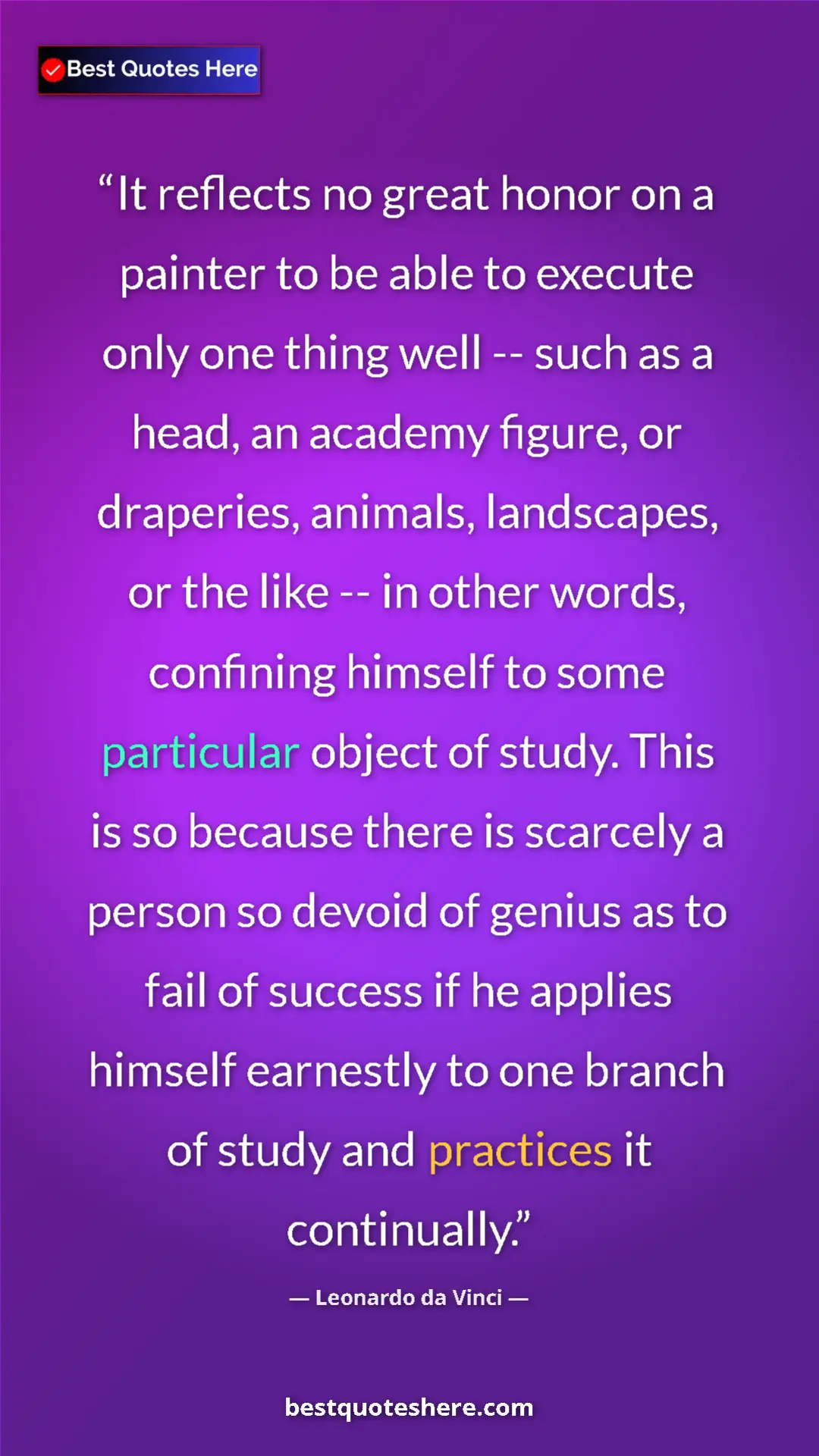 Leonardo da Vinci Quote Card: "It reflects no great honor on a painter to be able to..." Pinterest quote poster by Leonardo da Vinci: "It reflects no great honor on a painter to be able to..."