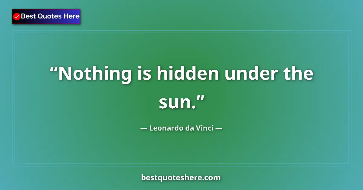Quote by Leonardo da Vinci: Nothing is hidden under the sun.