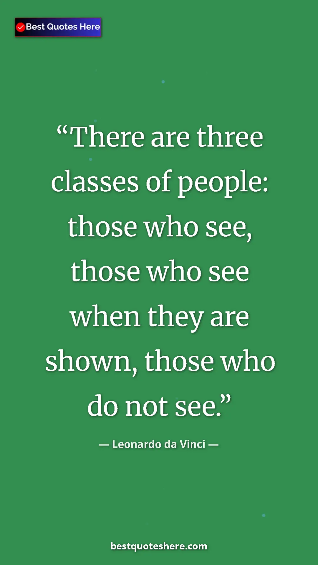 Pinterest quote poster by Leonardo da Vinci: "There are three classes of people: those who see, those who..."