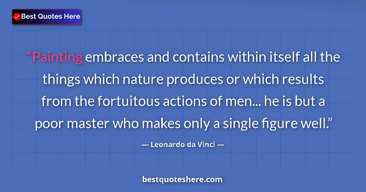Quote by Leonardo da Vinci: Painting embraces and contains within itself all the things which nature produces or which results f...